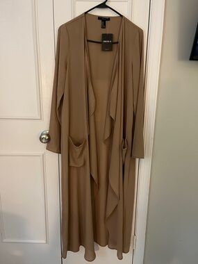 Forever 21 Long Open-Front Duster - Tan